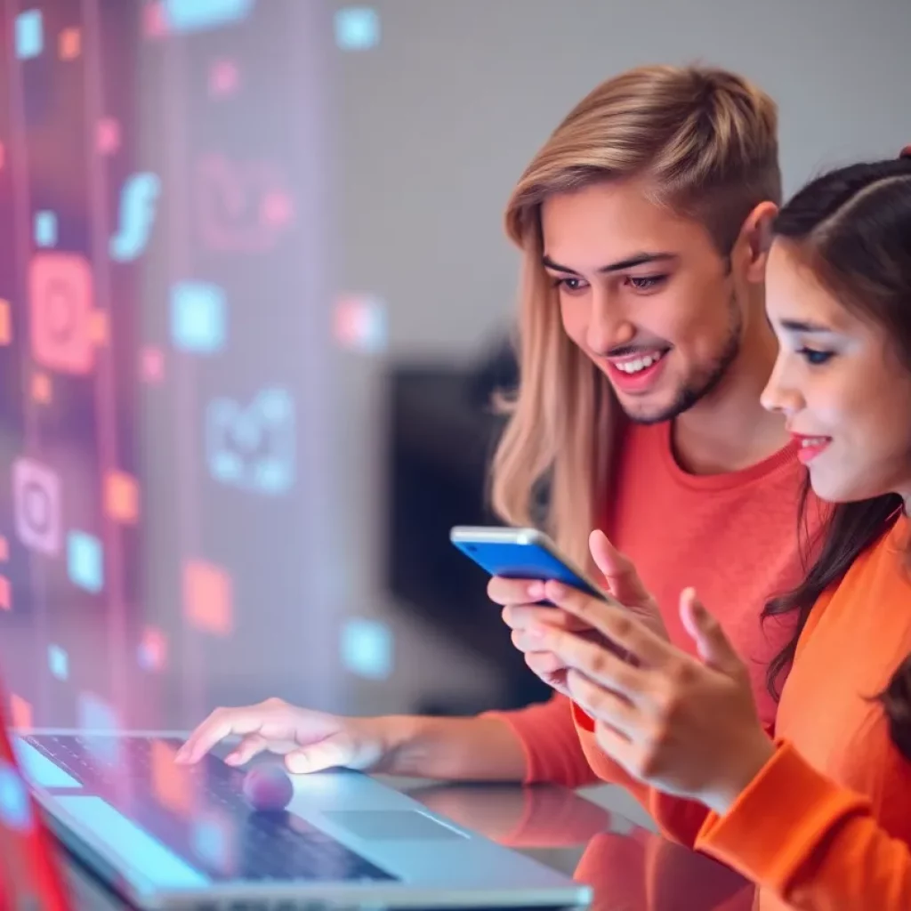 Digital illustration highlighting online safety for teens