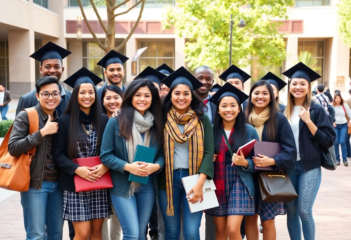 Students celebrating scholarships and educational achievements