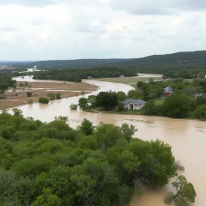 Flooded Texas Hill Country landscape