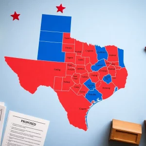Map showing proposed redistricting districts in Texas
