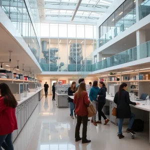Exterior view of the new engineering facility at the University of Alabama at Birmingham