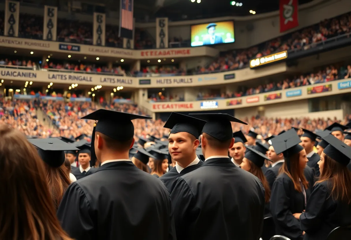 Students celebrating graduation at the University of Alabama