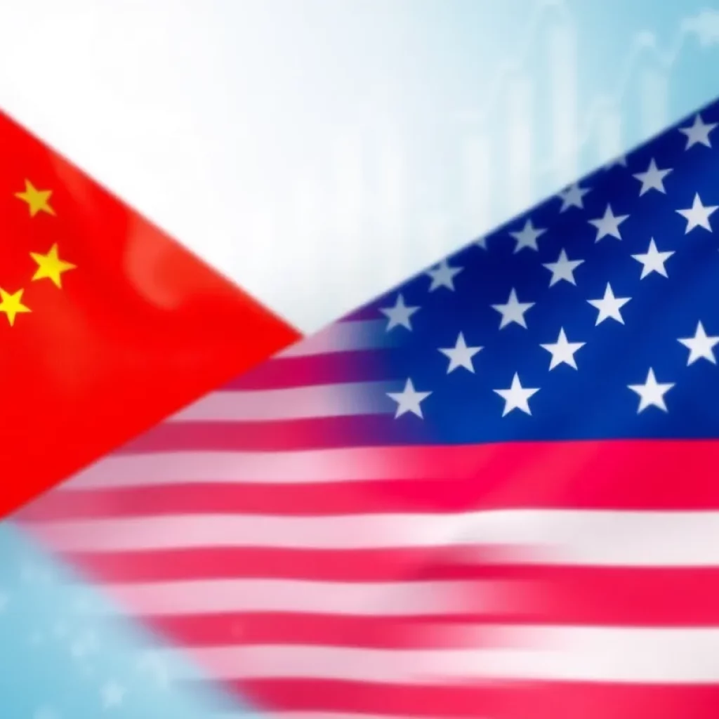 Abstract representation of U.S. and Chinese flags symbolizing trade talks