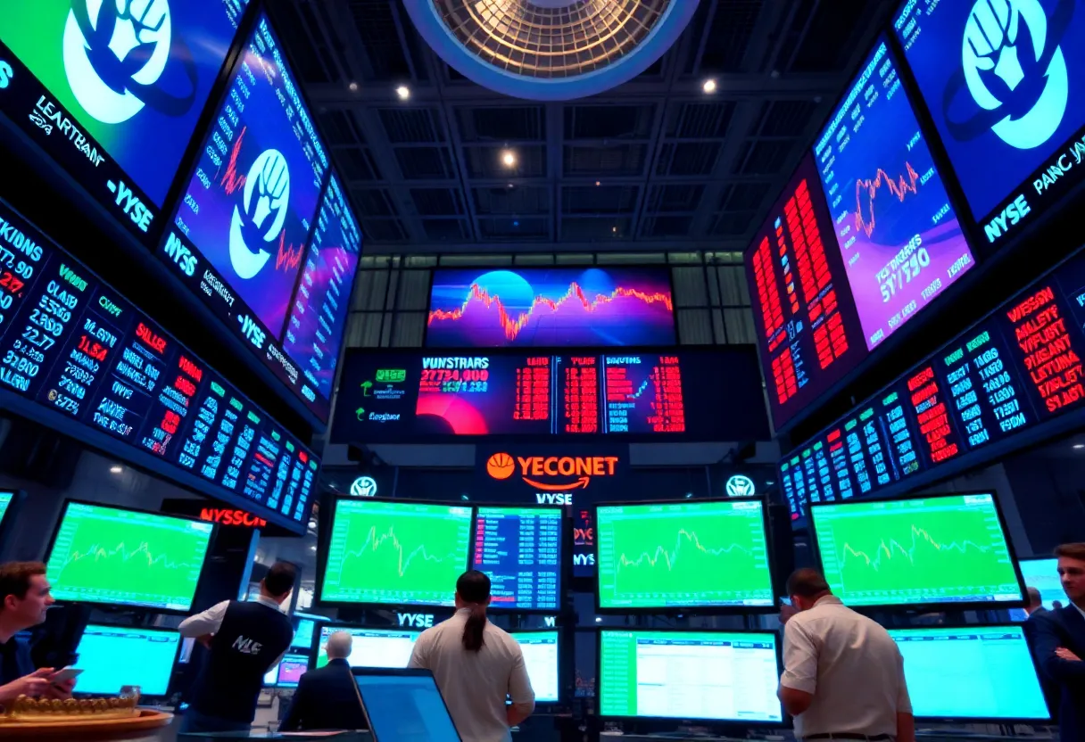 Stock market trading scene showing bullish trends in equity futures.