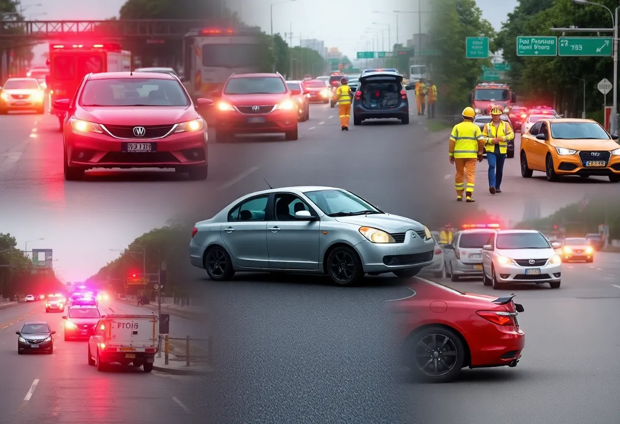 Scenes of vehicle accidents showcasing emergency response in Huntsville.
