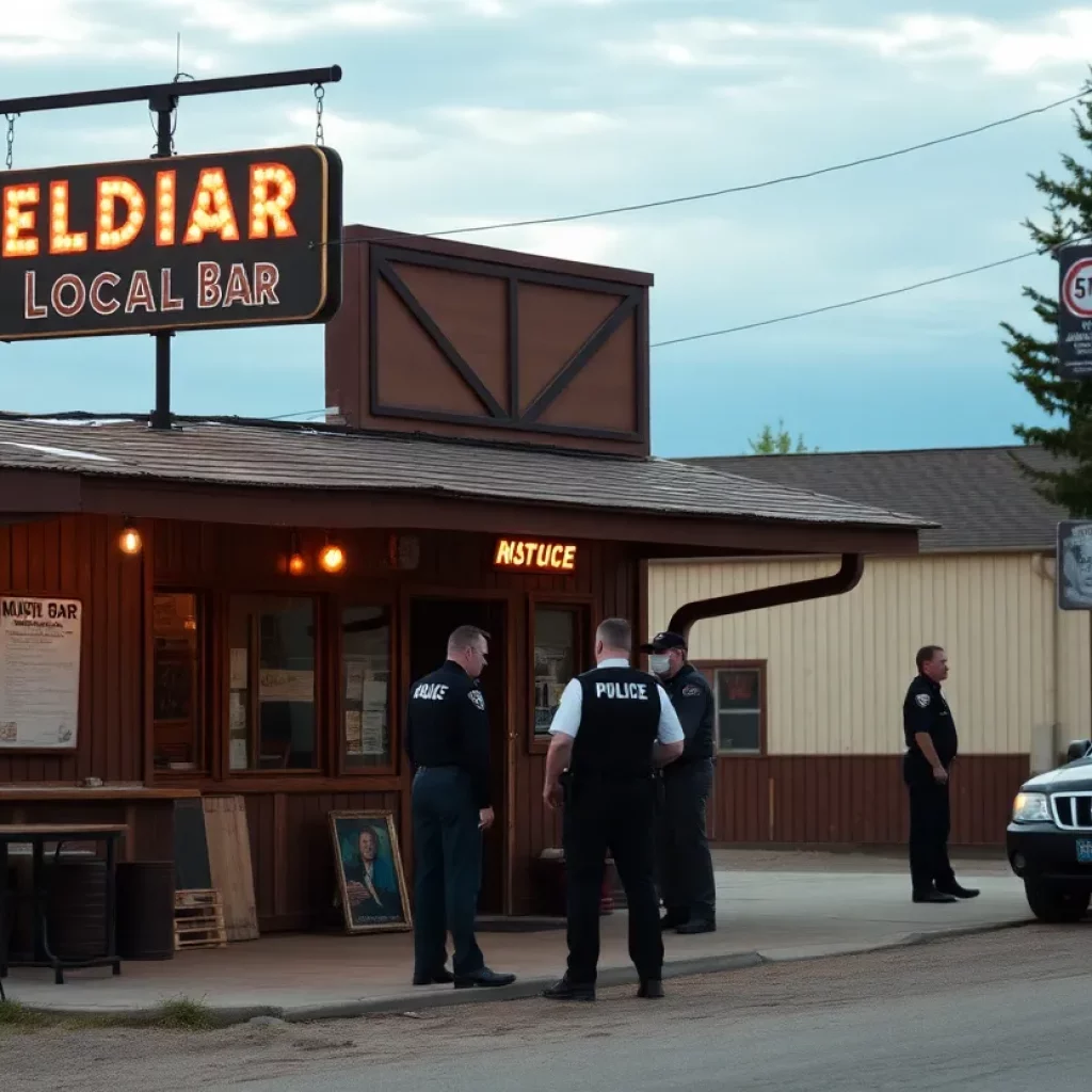 A quiet bar in Anaconda surrounded by police activity