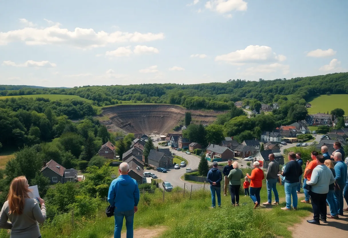 Community members protesting near a quarry in Belle Mina, Indiana