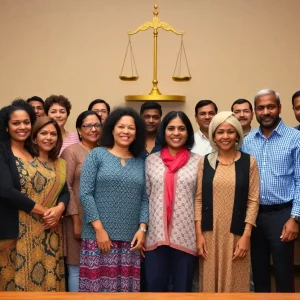 Diverse community members standing together for immigration rights