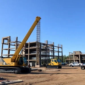 Construction site in Decatur Alabama with ongoing industrial development