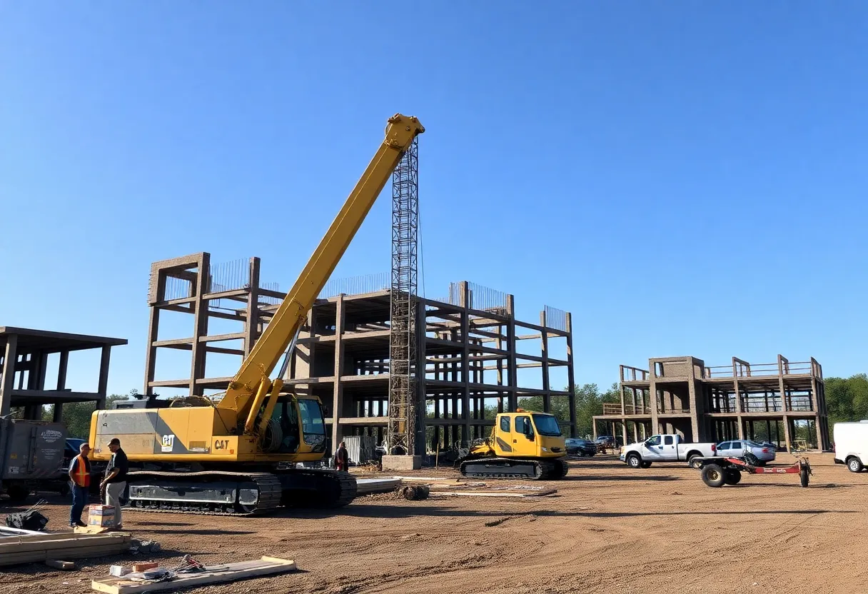 Construction site in Decatur Alabama with ongoing industrial development