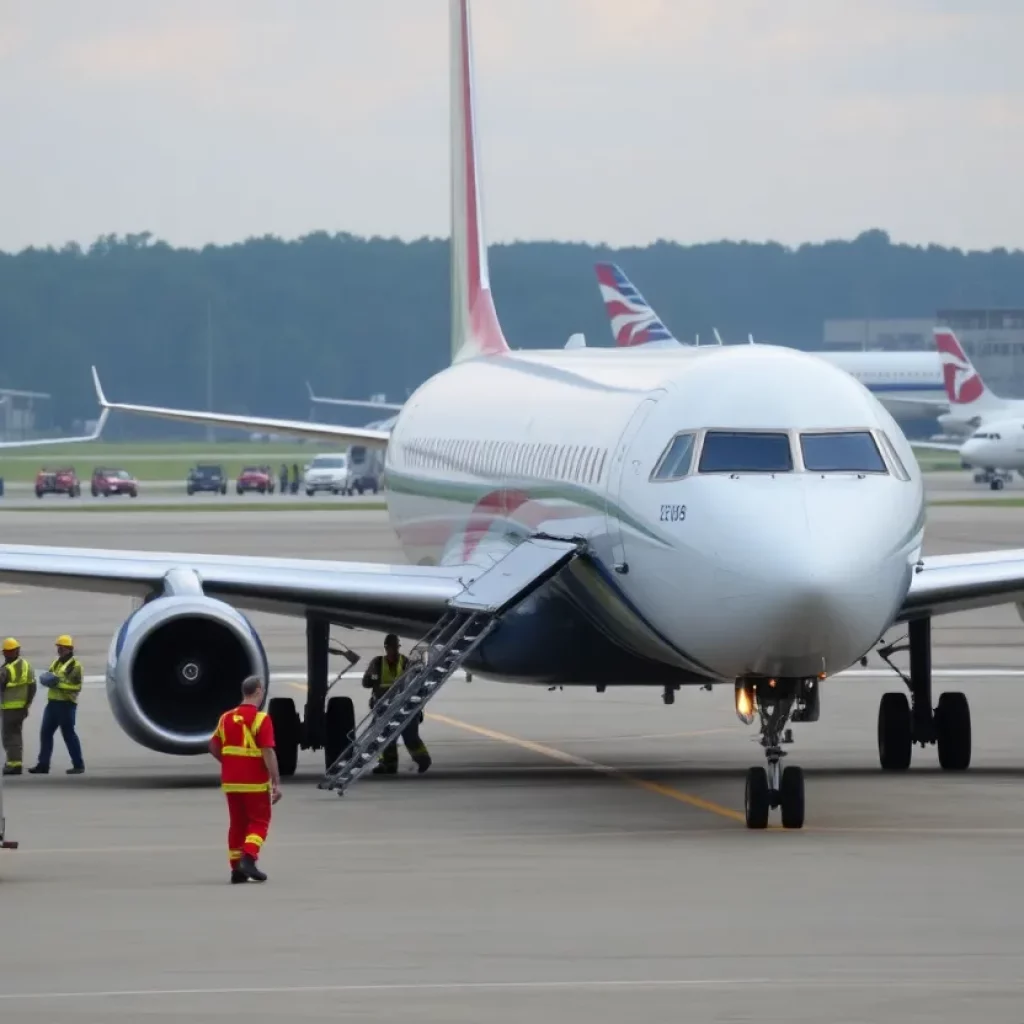 Delta Air Lines aircraft at Huntsville International Airport after incident