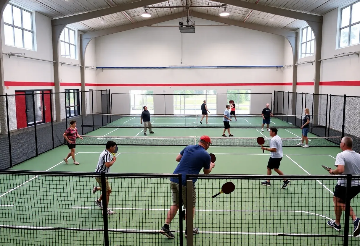 Players enjoying pickleball at Dill Dinkers facility