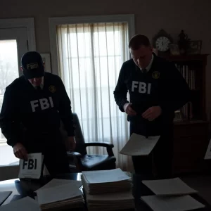 FBI agents conducting a search at a residence