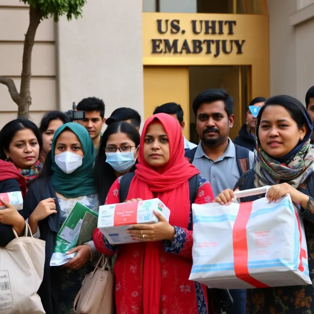 Gaza residents gathered outside a U.S. embassy seeking visas