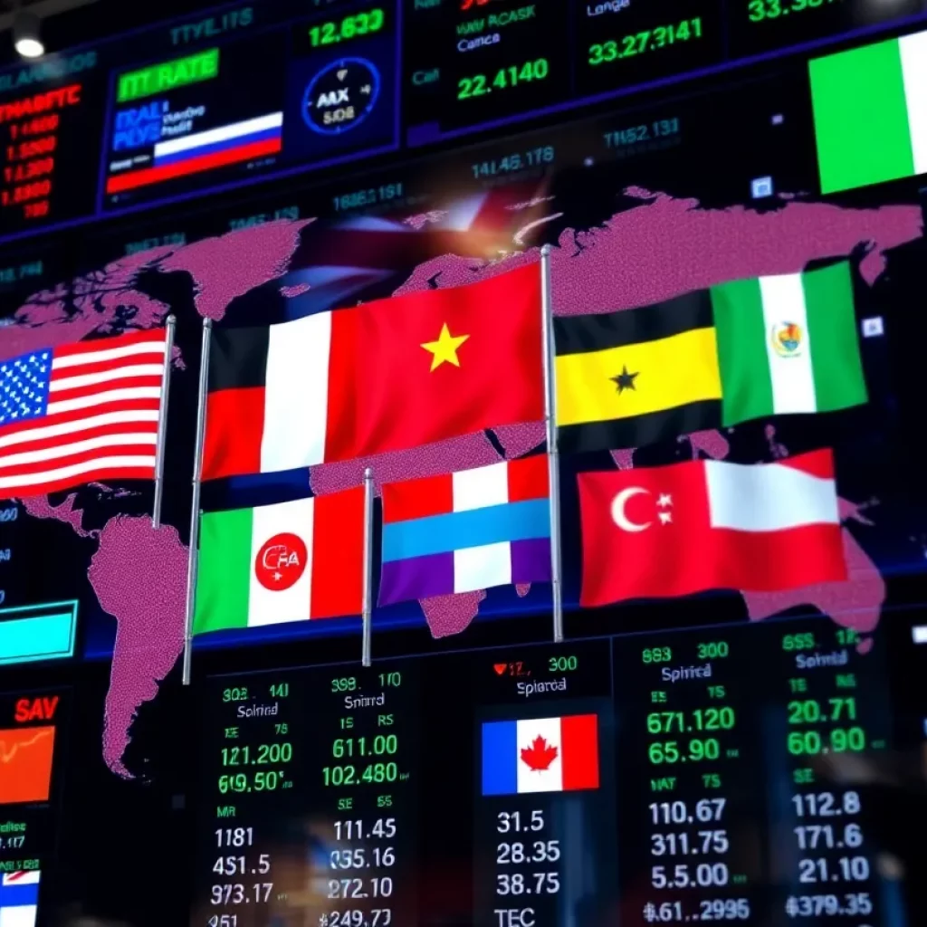 Visualization of global financial markets affected by tariff delay