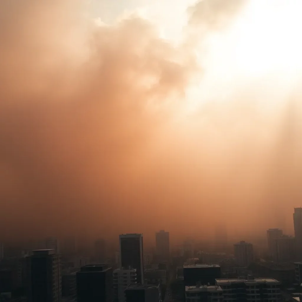 Massive haboob dust storm enveloping Phoenix city