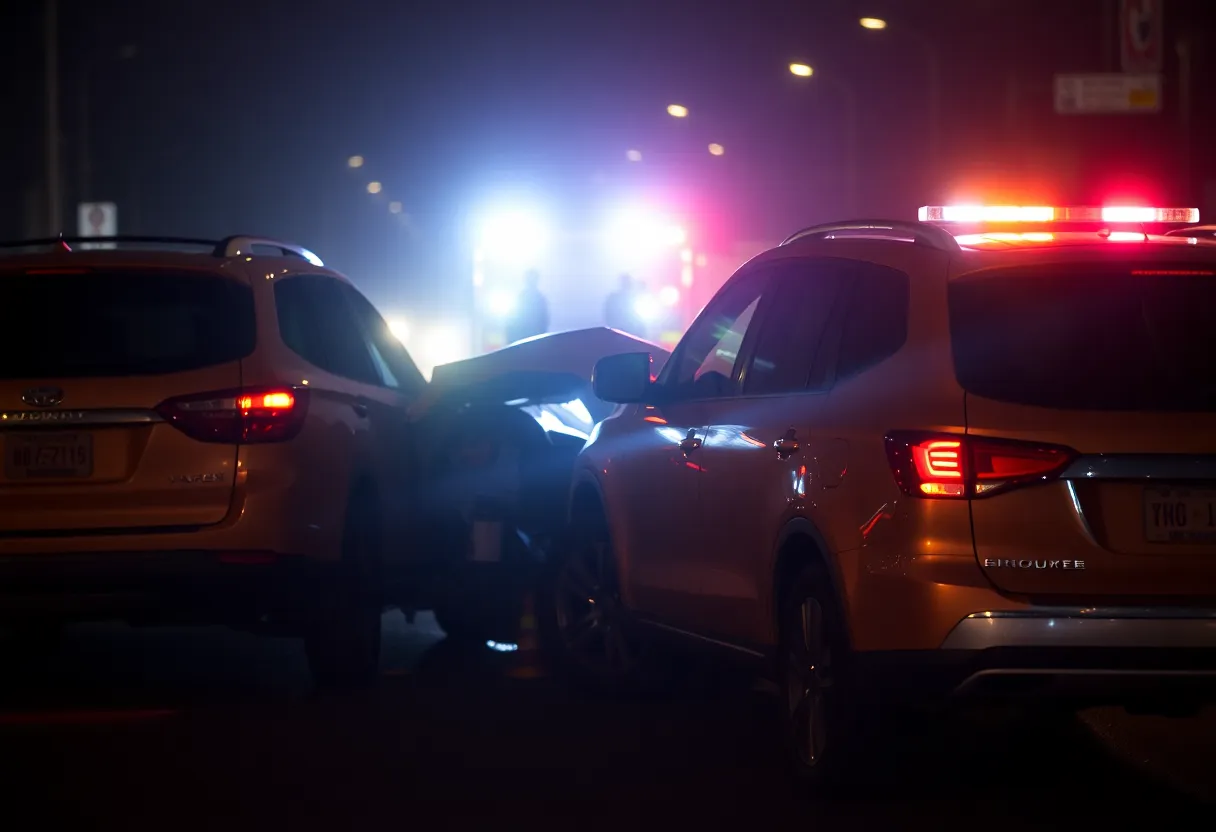 Emergency responders at a car accident scene in Huntsville