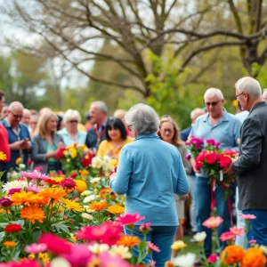 A community garden filled with flowers representing remembrance.