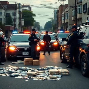 Law enforcement officers engaged in a drug bust in Huntsville