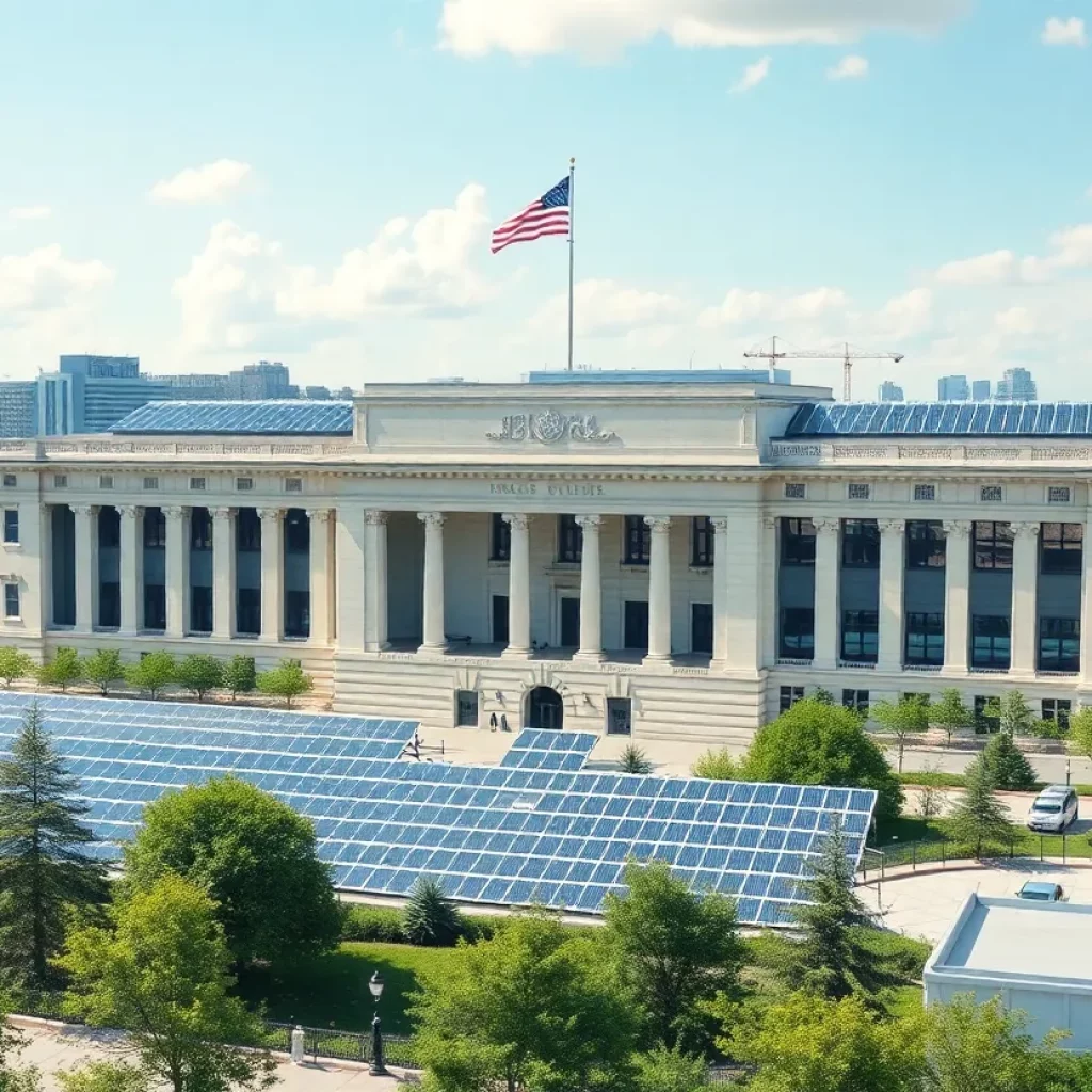 Image of federal building showcasing energy efficiency technologies