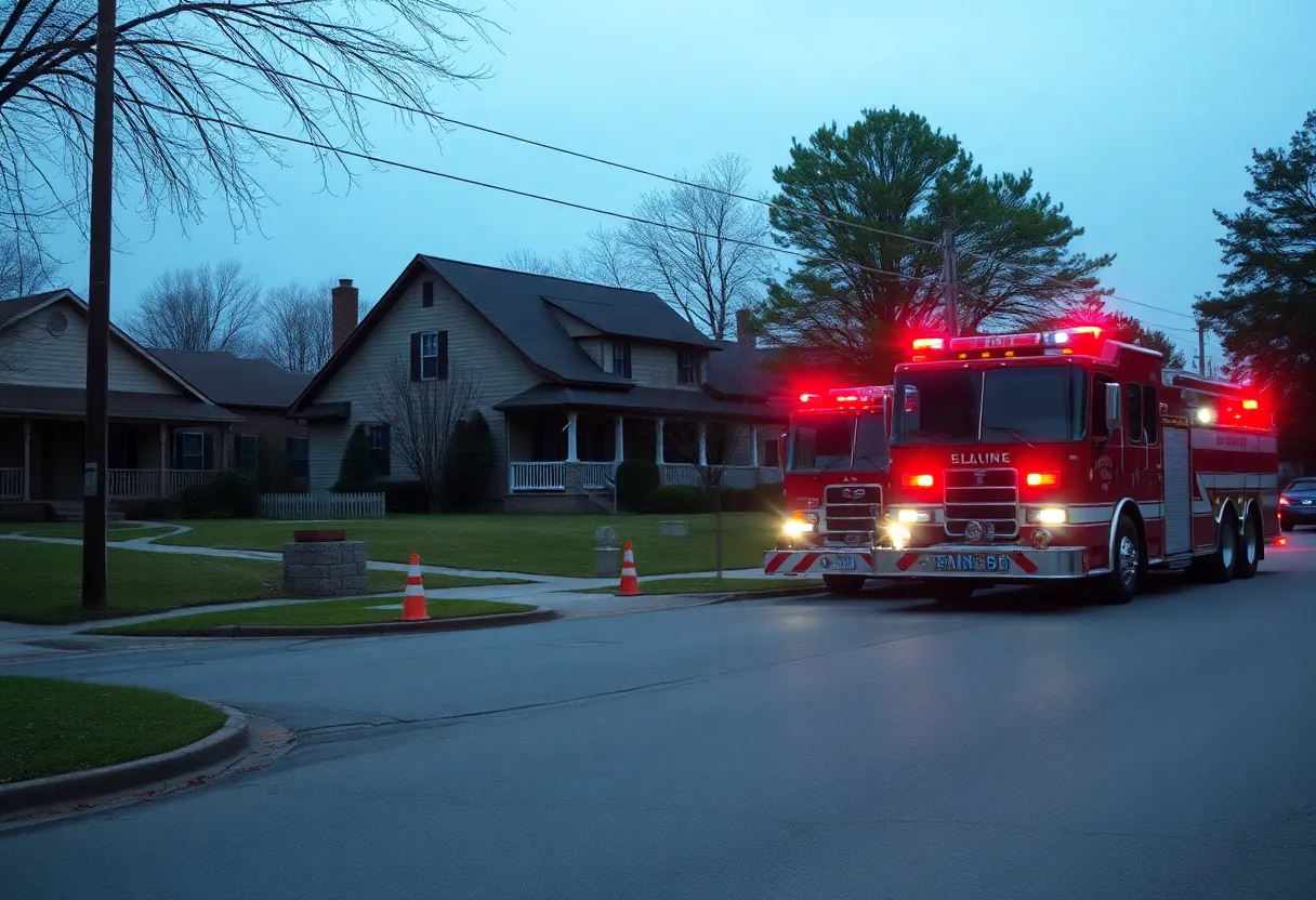 Fire incident scene in Huntsville, Alabama