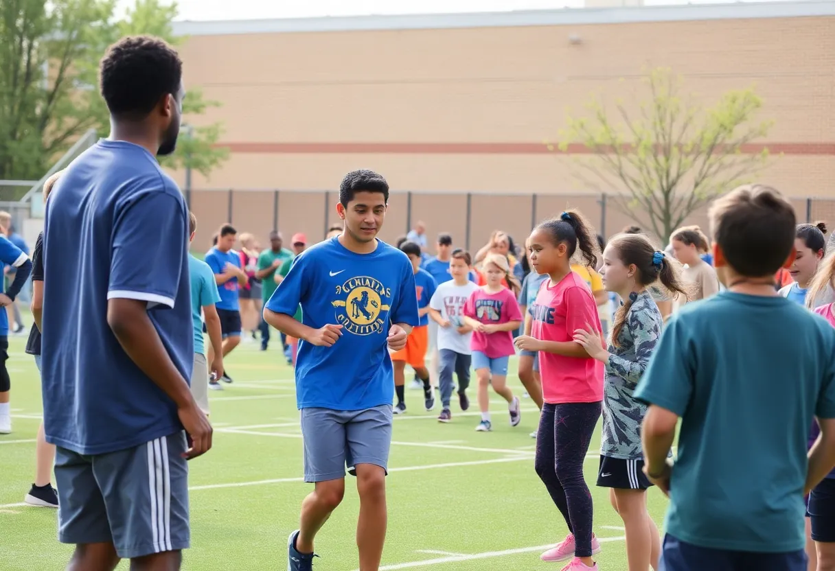 Students participating in athletic events at Huntsville High School