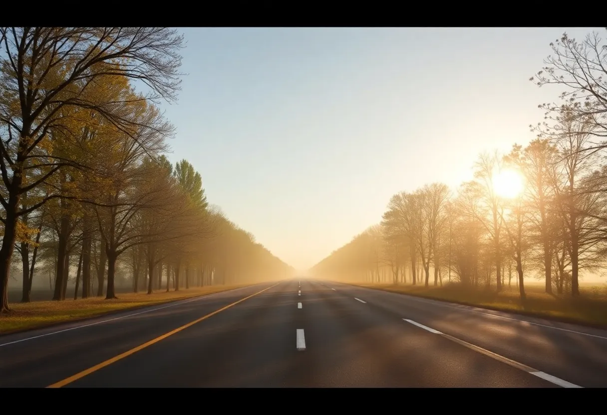 Empty road in Huntsville with trees