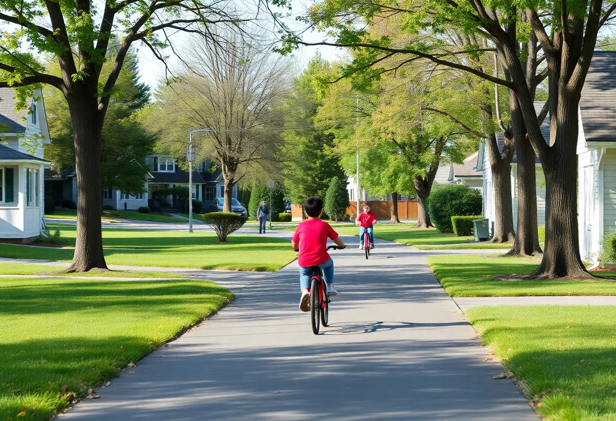 Children biking safely on a neighborhood path in Huntsville