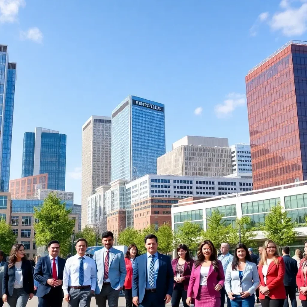 Huntsville city skyline with new corporate facilities
