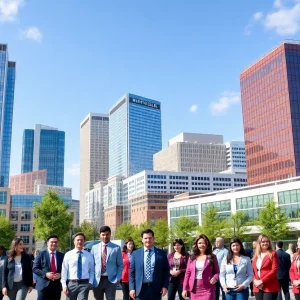 Huntsville city skyline with new corporate facilities