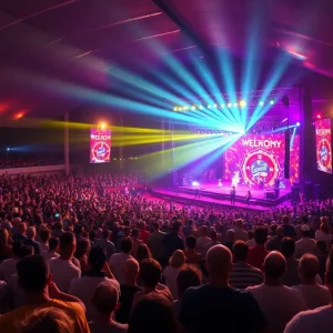 A lively concert scene at the Orion Amphitheater in Huntsville.