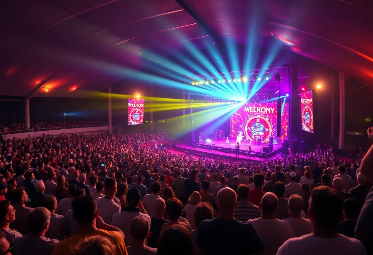 A lively concert scene at the Orion Amphitheater in Huntsville.