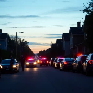Police investigation scene in a Huntsville neighborhood