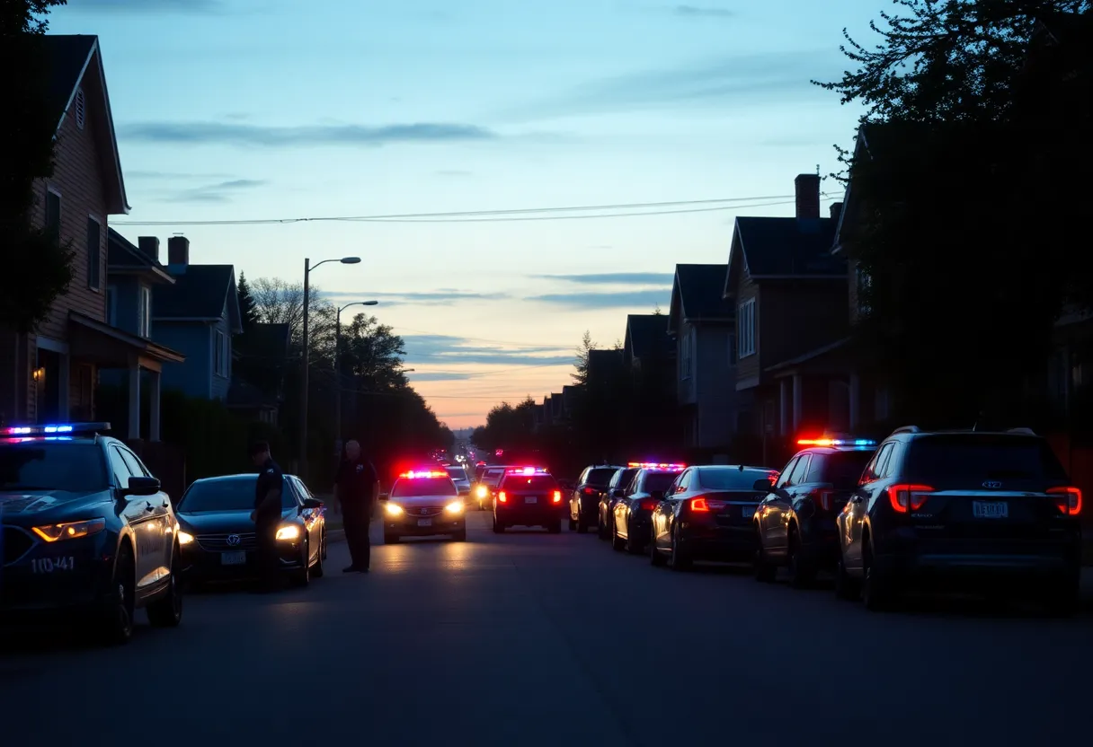 Police investigation scene in a Huntsville neighborhood