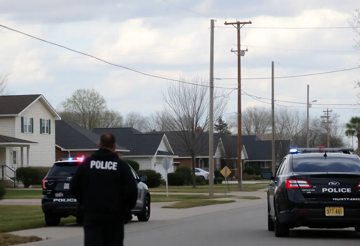 Scene of police activity in a residential area after an accidental shooting incident.