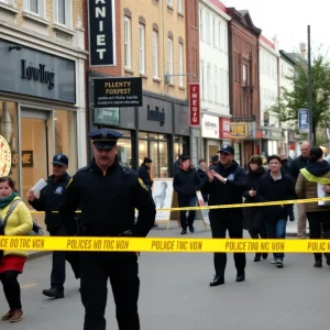 Scene of a police investigation following a shooting incident in Huntsville