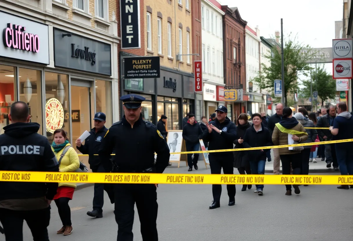 Scene of a police investigation following a shooting incident in Huntsville