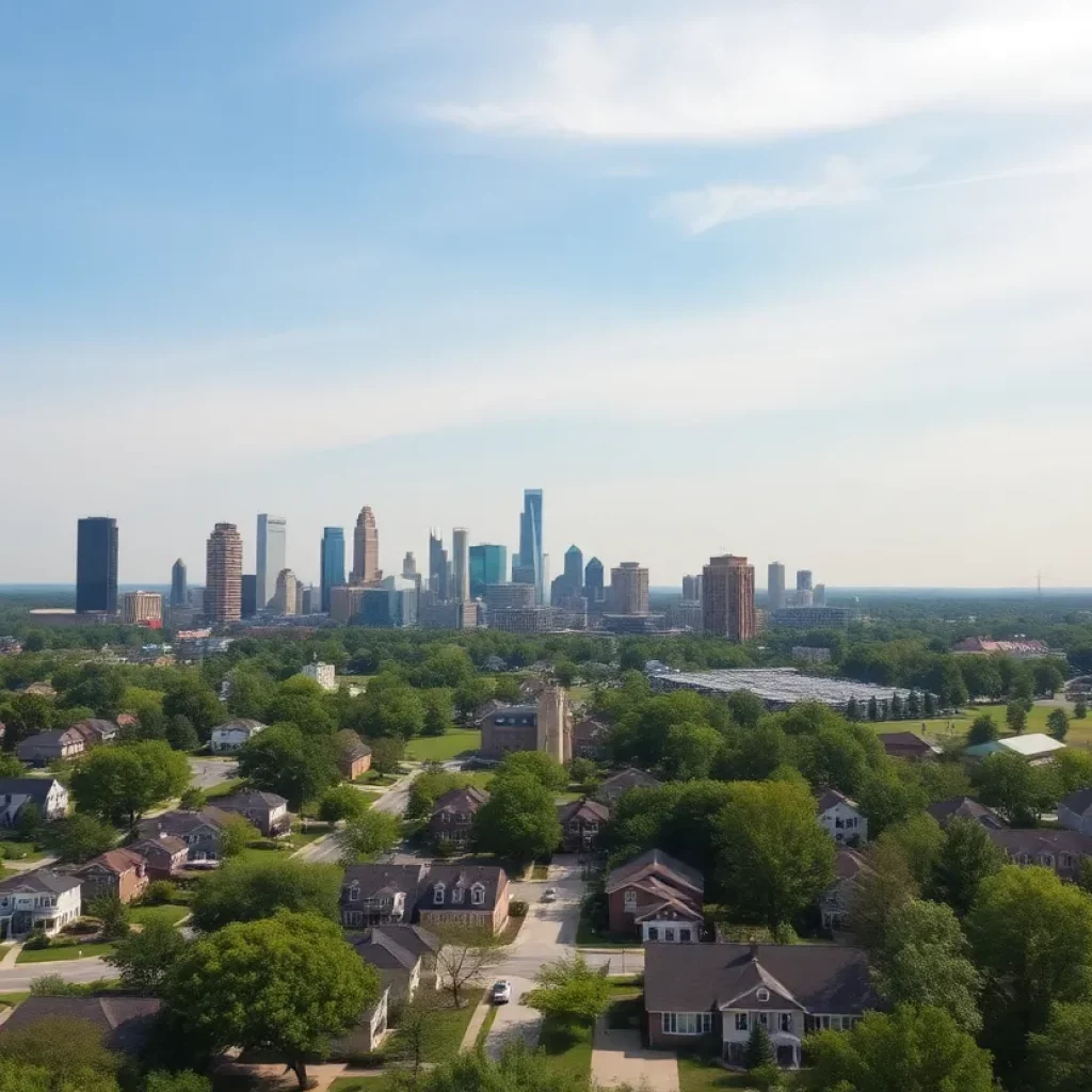 Skyline view of Huntsville, Alabama highlighting residential areas and urban development.