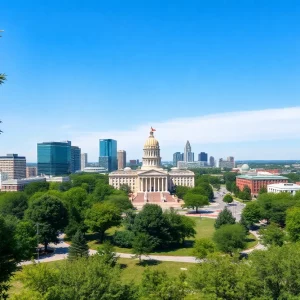Skyline of Huntsville, Alabama with government buildings