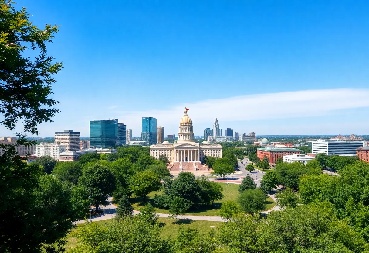 Skyline of Huntsville, Alabama with government buildings