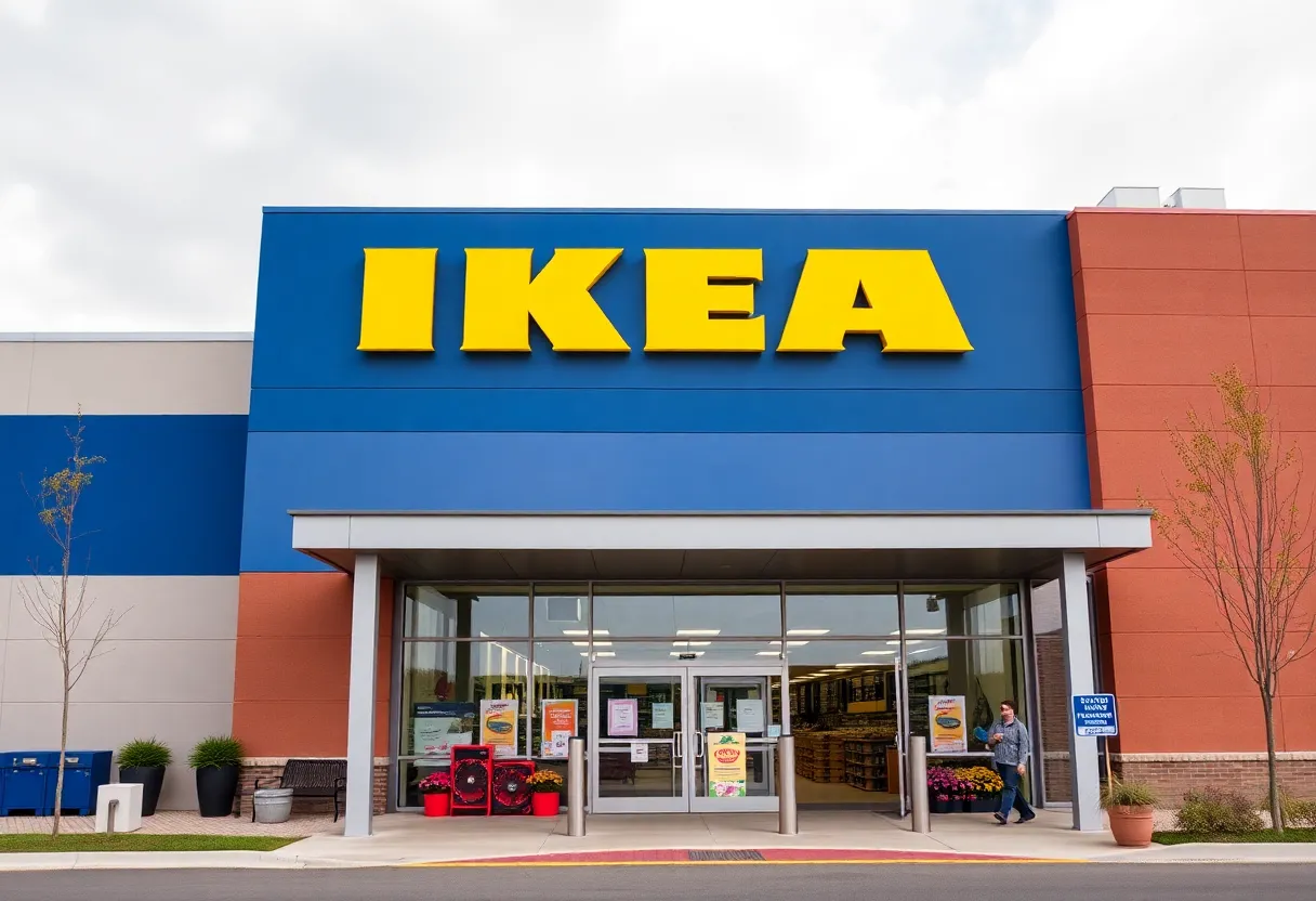 Exterior view of the upcoming IKEA store in Huntsville, Alabama.