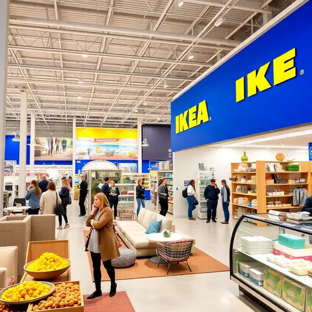 Interior view of the new IKEA store in Huntsville featuring home furnishings and food section