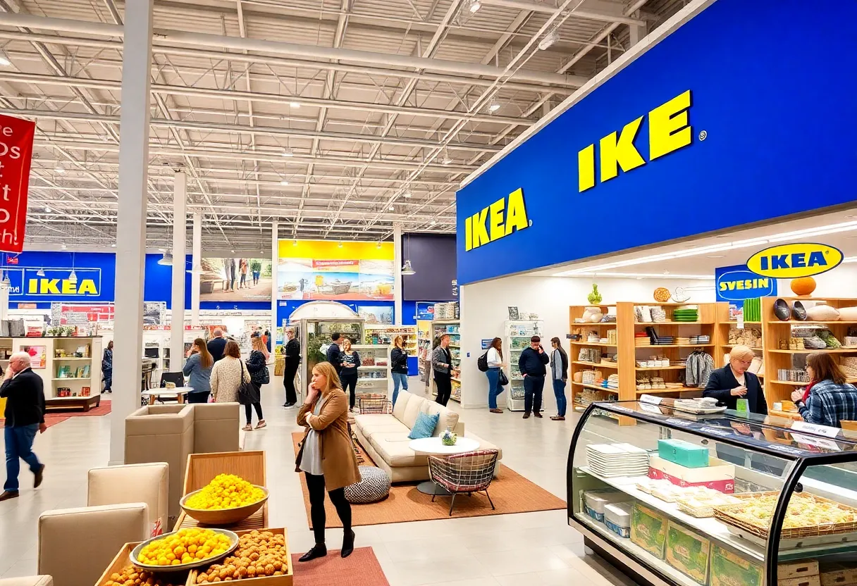 Interior view of the new IKEA store in Huntsville featuring home furnishings and food section