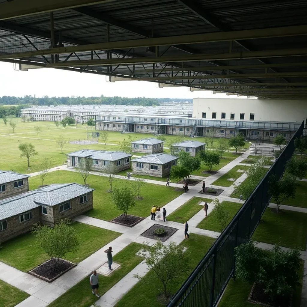 Overview of a minimum-security prison facility