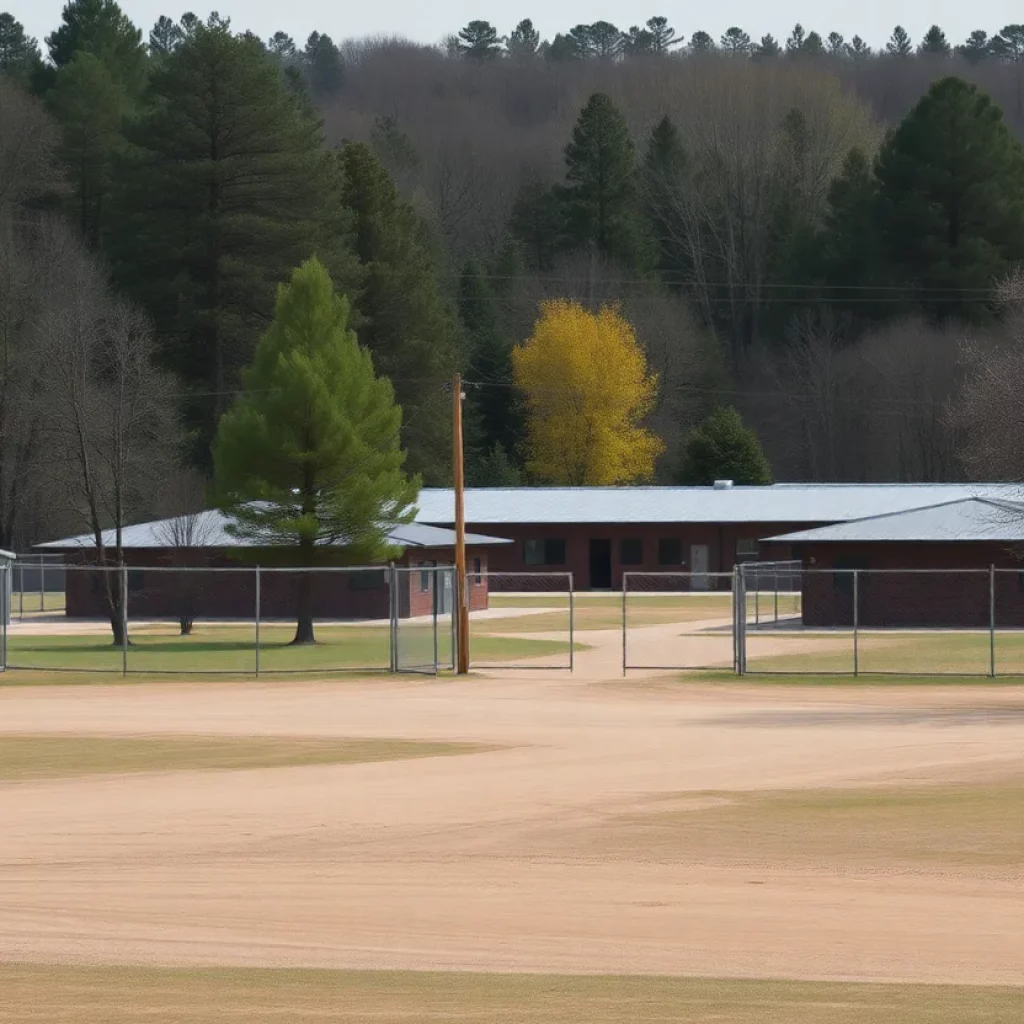Exterior view of a minimum-security federal prison camp
