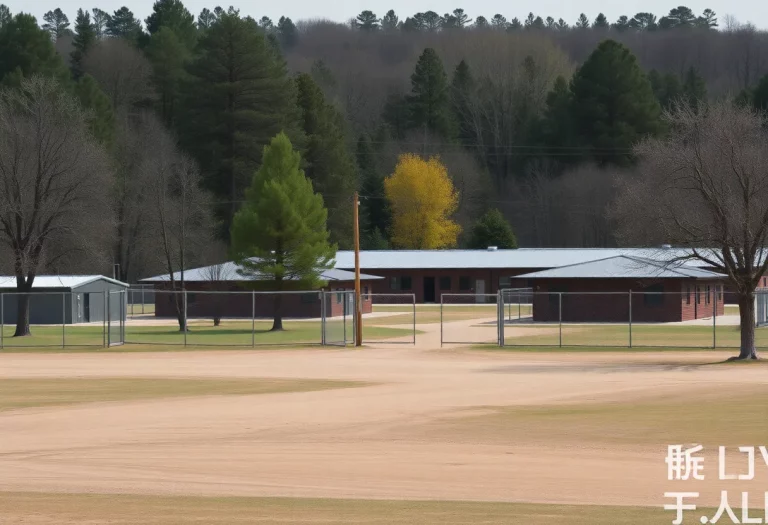 Exterior view of a minimum-security federal prison camp