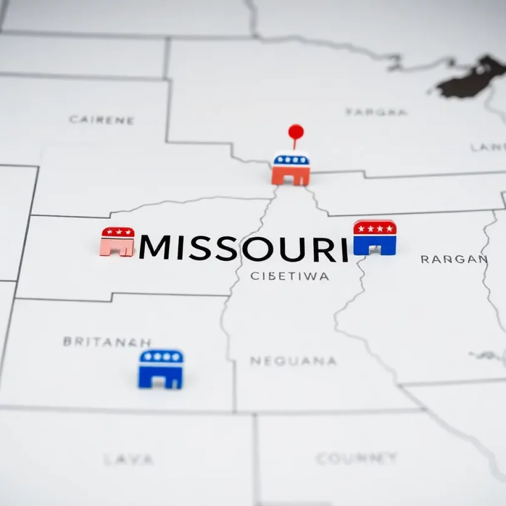 Map indicating congressional districts in Missouri with redistricting effects