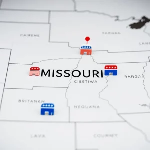 Map indicating congressional districts in Missouri with redistricting effects