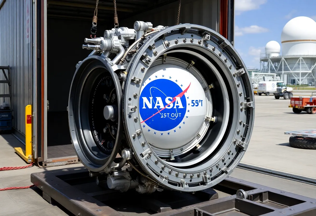 NASA's Orion Stage Adapter ready for transport to Kennedy Space Center.