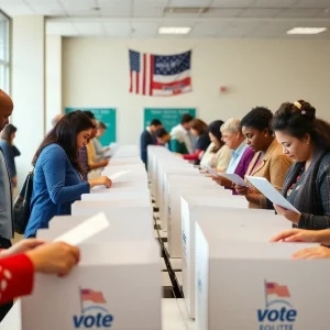 Voters at a polling station during municipal elections